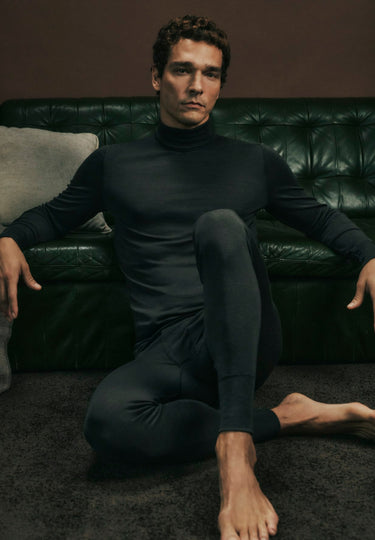 Woolen Silk M Wool and Silk Turtleneck | Earthy Ink 73403-2147